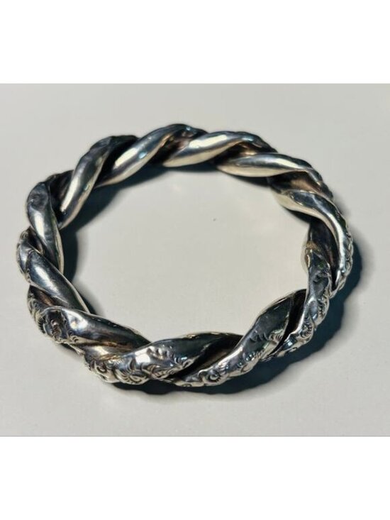 Sterling Jewelry - Lovely Victorian Baby Teething Ring Repousse Style Bangle